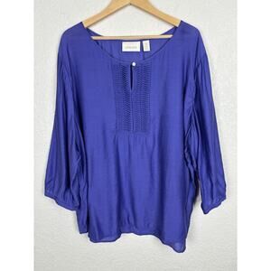 Chico's Womens Top Sz 4 Sz XXL Purple Lightweight Lagenlook Office Career Summer